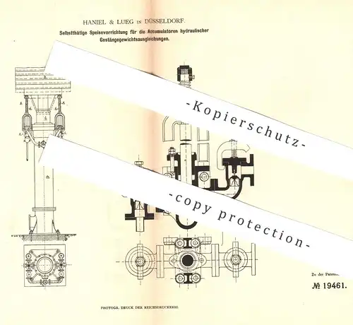 original Patent - Haniel & Lueg , Düsseldorf , 1882 , Akkumulator hydraulischer Gestängegewichtsausgleichung | Pumpe !!