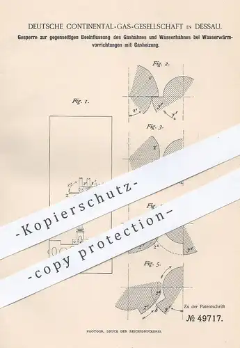 original Patent - Deutsche Continental Gas Ges. , Dessau , 1889 , Gasbadeofen , Gasheizung | Gashahn , Wasser , Badeofen