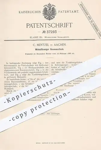 original Patent - C. Mentzel , Aachen , 1886 , Winkelförmiger Resonanztisch | Klavier , Piano , Musikinstrument , Musik