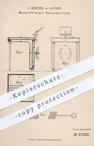 original Patent - C. Mentzel , Aachen , 1886 , Winkelförmiger Resonanztisch | Klavier , Piano , Musikinstrument , Musik