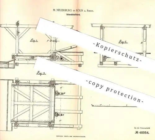 original Patent - M. Neuerburg , Köln / Rhein , 1888 , Schnellstoßherd | Stoßherd , Herd , Erz , Erze | Bergbau !!