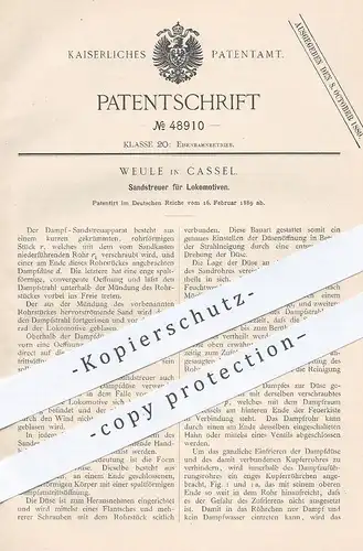 original Patent - Weule , Kassel , 1889 , Sandstreuer für Lokomotive | Eisenbahn - Dampf - Streufahrzeug | Salzstreuer