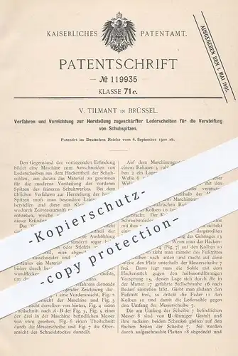 original Patent - V. Tilmant , Brüssel , 1900 , Ausschneiden von Leder für Schuhe | Schuhwerk , Schuster , Schuhmacher