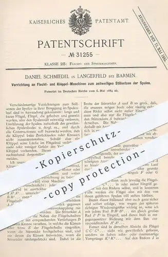 original Patent - Daniel Schmiedel , Langerfeld / Barmen , 1884 , Flecht- u. Klöppel - Maschine | Flechten , Klöppeln !!