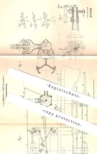 original Patent - J. R. Frikart , Lille , Frankreich 1884 , Rundschiebersteuerung  | Dampfmaschine , Schieber Steuerung
