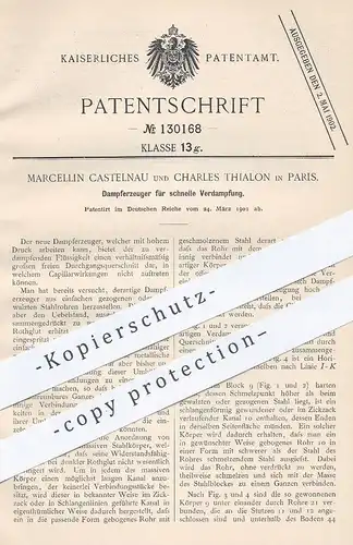 original Patent - Marcellin Castelnau , Charles Thialon , Paris , 1901 , Dampferzeuger für Verdampfung | Dampfmaschine