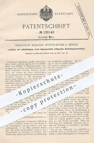 original Patent - Vereinigte Berliner Mörtelwerke , Berlin  1901 , Ladekübel mit Bodenklappenverschluss per Gegengewicht