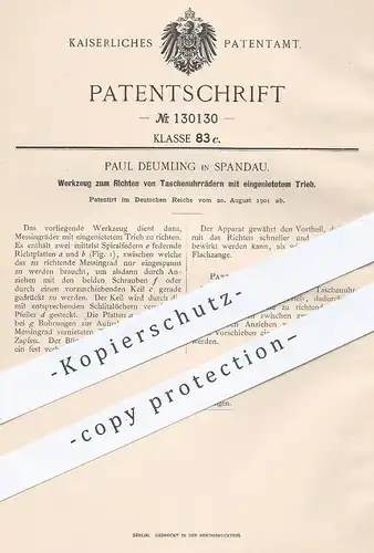 original Patent - Paul Deumling , Berlin / Spandau , 1901 , Werkzeug für Taschenuhr | Uhr , Uhren , Uhrmacher , Uhrwerk