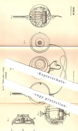 original Patent - Dr. Cornelius Herz , Paris , Frankreich , 1886 , Mikrotelephon - Druckknopf | Telefon , Telephon !!