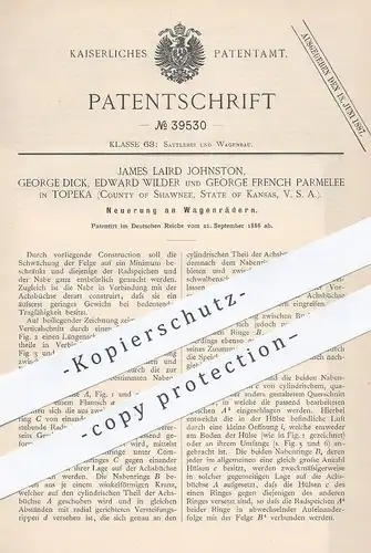 original Patent - James Laird Johnston , George Dick , Edward Wilder , G. French , Parmelee Topeka Kansas USA , Wagenrad