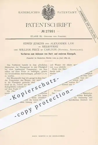 original Patent - Edwin Jenkins , A. Law , Melbourne | William Price , Carlton , Victoria , Australien | Eisen - Guss