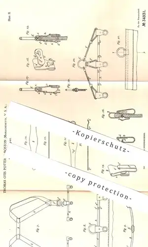 original Patent - Thomas Otis Potter , Boston , Massachusetts , USA , 1885 , Hosenträger | Hose , Gurt , Gürtel , Mode !