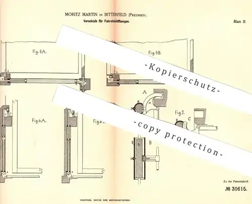 original Patent - Moritz Martin , Bitterfeld / Preußen , 1884 , Verschluss für Fahrstuhlöffnungen | Fahrstuhl , Aufzug !