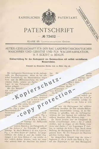 original Patent - AG Bau Landwirtschaftlicher Maschinen , Geräte , Wagen , H. F. Eckert , Berlin , 1893 , Pflug , Pflüge
