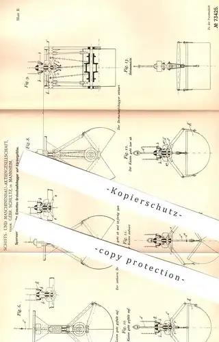 original Patent - Schiffs- u. Maschinenbau AG vorm. Gebr. Schultz , Mannheim , 1892 , Sperre für Bagger , Schaufelbagger