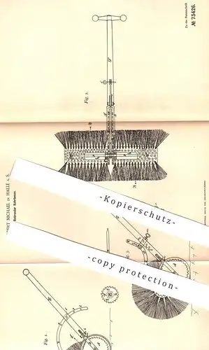 original Patent - Robert Michael , Halle Saale , 1892 , Rotierender Kehrbesen | Besen , Staubsauger , Reinigung , Walze