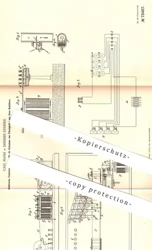 original Patent - Carl Maske , Dresden / Striesen , 1893 , Elektrische Kontrolle an Zapfanlage | Bier , Wein , Wasser !!