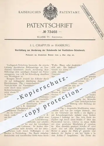 original Patent - J. L. Chappuis , Hamburg , 1893 , Schuhweite an Ventilations- Schuhwerk | Schuh , Schuhe , Schuster