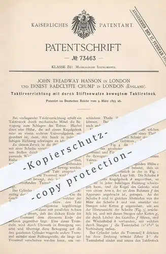 original Patent - John Treadway Hanson , Ernest Radclyffe Crump , London , England , 1893 , Taktierstock , Musik !!