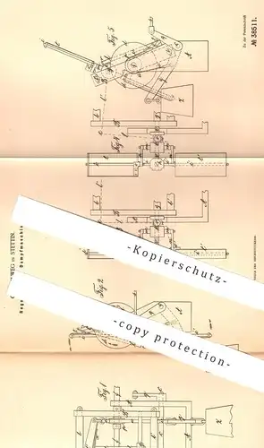 original Patent - C. Hahlweg , Stettin , 1886 , Regulator für Dampfmaschinen | Motor , Motoren , Kraftmaschine !!!