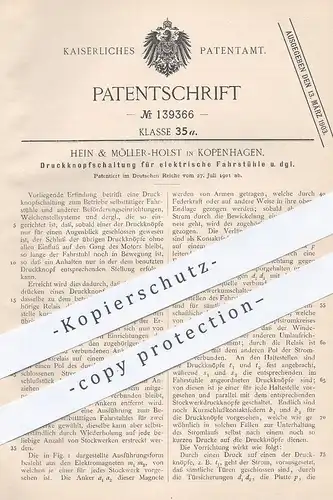 original Patent - Hein & Möller Holst , Kopenhagen , Dänemark , 1901 , Druckknopfschaltung f. elektr. Fahrstuhl | Aufzug