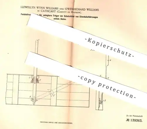 original Patent - Llewellyn Wynn und Owen Richard Williams , Cathcart , Renfrew , 1902 , Schutzdach an Eisenbahn !!