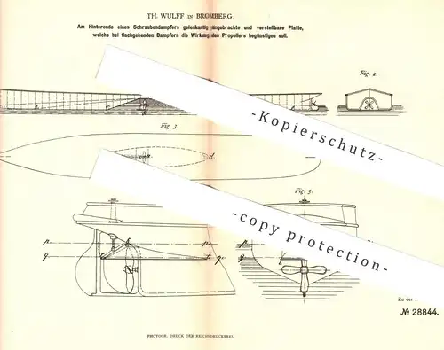 original Patent - Th. Wulff , Bromberg , 1884 , Propeller am Schraubendampfer | Dampfer , Schiff , Boot , Schiffe !!!