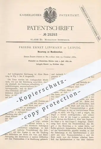 original Patent - Friedr. Ernst Lippmann , Leipzig , 1883 , Musikwerk | Musik , Musikinstrument , Komponist , Musiker !