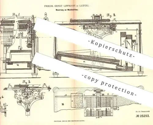 original Patent - Friedr. Ernst Lippmann , Leipzig , 1883 , Musikwerk | Musik , Musikinstrument , Komponist , Musiker !