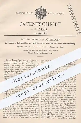 original Patent - Emil Flechtheim , Düsseldorf , 1902 , Kehrmaschine | Kehrmaschinen , Reinigung , Förderwerk !!