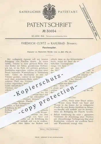 original Patent - Friedrich Cuntz , Karlsbad , Böhmen , 1884 , Flaschenspüler | Flaschen - Spüler | Reinigung , Flasche