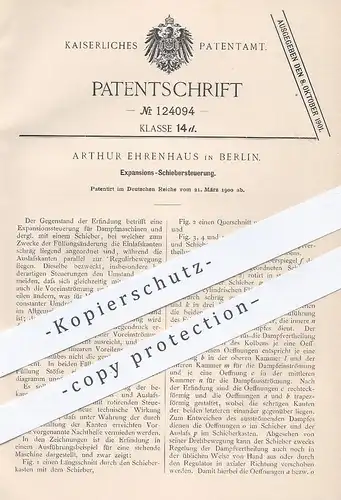 original Patent - Arthur Ehrenhaus , Berlin , 1900 , Expansions-Schiebersteuerung | Steuerung für Dampfmaschinen !!!