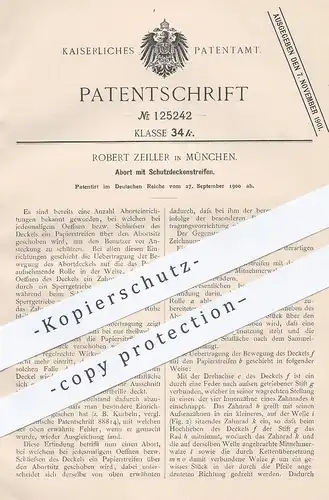 original Patent - Robert Zeiller , München , 1900 , Abort mit Schutzdeckenstreifen | WC , Toilette , Kloset , Klempner