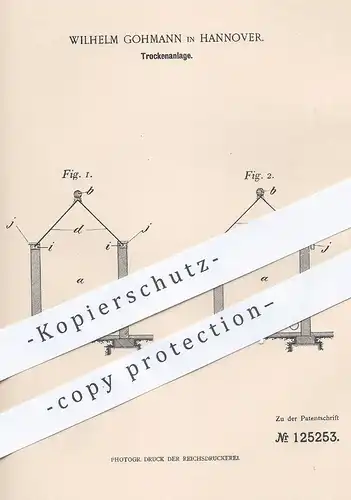 original Patent - Wilhelm Gohmann , Hannover , 1900 , Trockenanlage | Trockenraum , Heizung , Trocknung , Verdunstung !