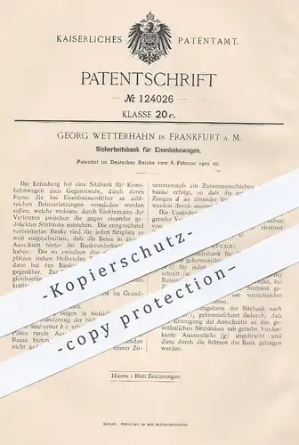 original Patent - Georg Wetterhahn , Frankfurt / Main , 1901 , Sicherheitsbank für Eisenbahnwagen | Eisenbahn , Wagon !