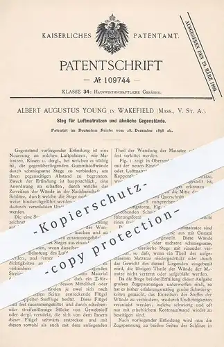 original Patent - Albert Augustus Young , Wakefield , USA , 1898 , Steg für Luftmatratzen , Kissen | Matratze , Bett !!