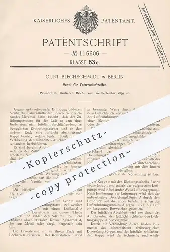 original Patent - Curt Blechschmidt , Berlin , 1899 , Ventil für Fahrradluftreifen | Fahrrad - Reifen | Reifenventil !!