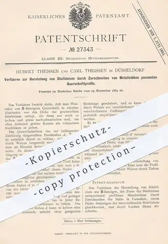 original Patent - Hubert & Carl Theissen , Düsseldorf , 1883 , Herstellung von Stiefeleisen | Eisen , Metall , Schlosser