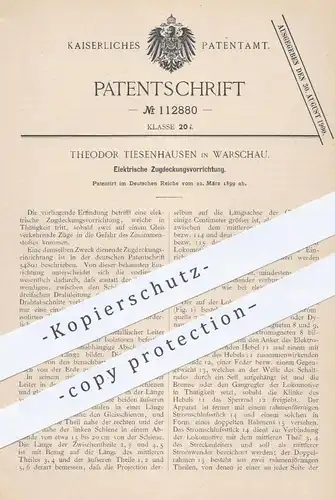 original Patent - Theodor Tiesenhausen , Warschau , 1899 , Elektrische Zugdeckungsvorrichtung | Zug , Eisenbahn , Bahn