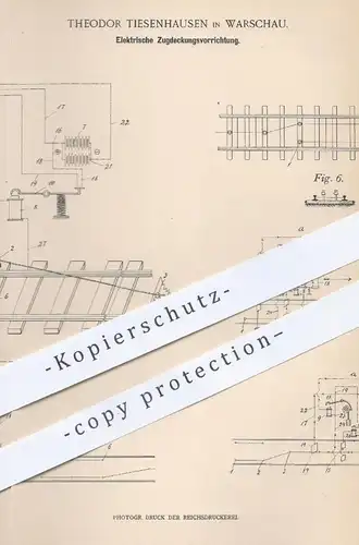 original Patent - Theodor Tiesenhausen , Warschau , 1899 , Elektrische Zugdeckungsvorrichtung | Zug , Eisenbahn , Bahn