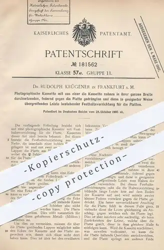 original Patent - Dr. Rudolph Krügener , Frankfurt , 1905 , photographische Kassette | Fotografie , Fotograf , Kamera !!