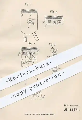 original Patent - Olof Ohlsson , Lübeck , 1905 , Haarschneidemaschine | Schneidemaschine für Haare , Bart | Friseur !!!