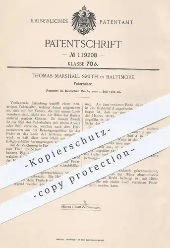 original Patent - Thomas Marshall Smith , Baltimore  1900 , Federhalter | Füllhalter , Füller , Bleistift , Schreibfeder