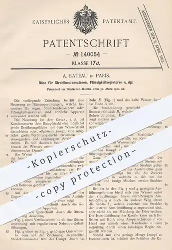 original Patent - A. Rateau , Paris , 1902 , Düse für Strahlkondensatoren , Flüssigkeitsejektoren | Kondensator , Düsen