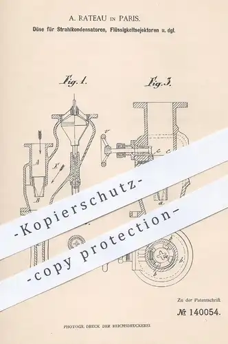 original Patent - A. Rateau , Paris , 1902 , Düse für Strahlkondensatoren , Flüssigkeitsejektoren | Kondensator , Düsen