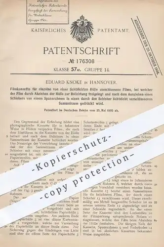 original Patent - Eduard Knoke , Hannover  1905 , Filmkassette | Film - Kassette , Kamera , Foto , Fotograf , Fotografie