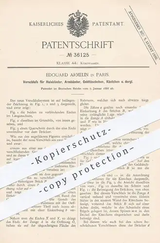 original Patent - Edouard Armelin , Paris , 1886 , Verschluss für Kette , Armband , Schmuck | Schloss | Goldschmied !!