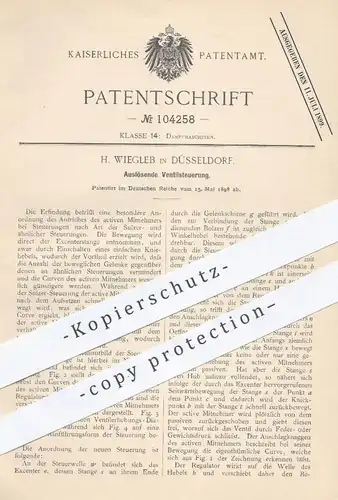 original Patent - H. Wiegleb , Düsseldorf , 1898 , Auslösende Ventilsteuerung | Ventil , Steuerung , Dampfmaschine !!