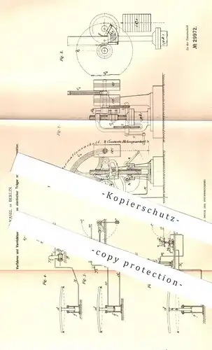 original Patent - H. Vasel , Berlin , 1884 , Abheben elastischer Träger von ihren Stützpunkten | Hebezeug , Aufzug !!!