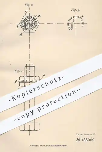 original Patent - Wilhelmine Walbrecker geb. Brass , Elberfeld / Köln , 1905 , Schraubensicherung | Schrauben , Bolzen